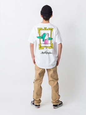 「LEGURUS STANDARD（レグルススタンダード）のサイドラインストレッチテーパード（その他パンツ）」を使った、LEGURUS STANDARDさん（キッズ・155cm）の春コーディネート