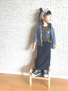 「Lee（リー）のアイテム（Tシャツ/カットソー）」を使った、*Riro*さん（キッズ・100cm）の秋コーディネート