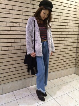 「SpRay（スプレイ）のアイテム（ノーカラージャケット）」を使った、SpRay札幌ＰＡＳＥＯさん（レディース・165cm）の冬コーディネート