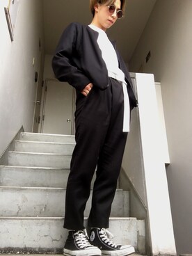 「Right-on（ライトオン）のアイテム（ノーカラージャケット）」を使った、K.Fさん（メンズ・164cm）の春コーディネート