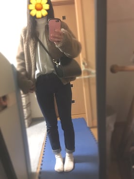 「CHEER CLOSET（チアクローゼット）の【プチプラのあや】ハーフムーンショルダーバッグ（ショルダーバッグ）」を使った、miichanさん（レディース・151cm）の冬コーディネート