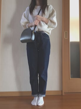 「CHEER CLOSET（チアクローゼット）の【プチプラのあや】ハーフムーンショルダーバッグ（ショルダーバッグ）」を使った、miichanさん（レディース・151cm）の春コーディネート