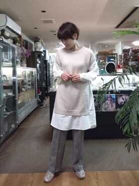 S Ll ニットベストシャツドッキングワンピースを使った人気ファッションコーディネート Wear