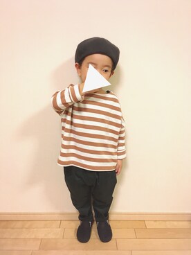 「シンプルおしゃれが好き」｜「アイテム（スリッポン）」を使った、shushuさん（キッズ・100cm）の秋コーディネート