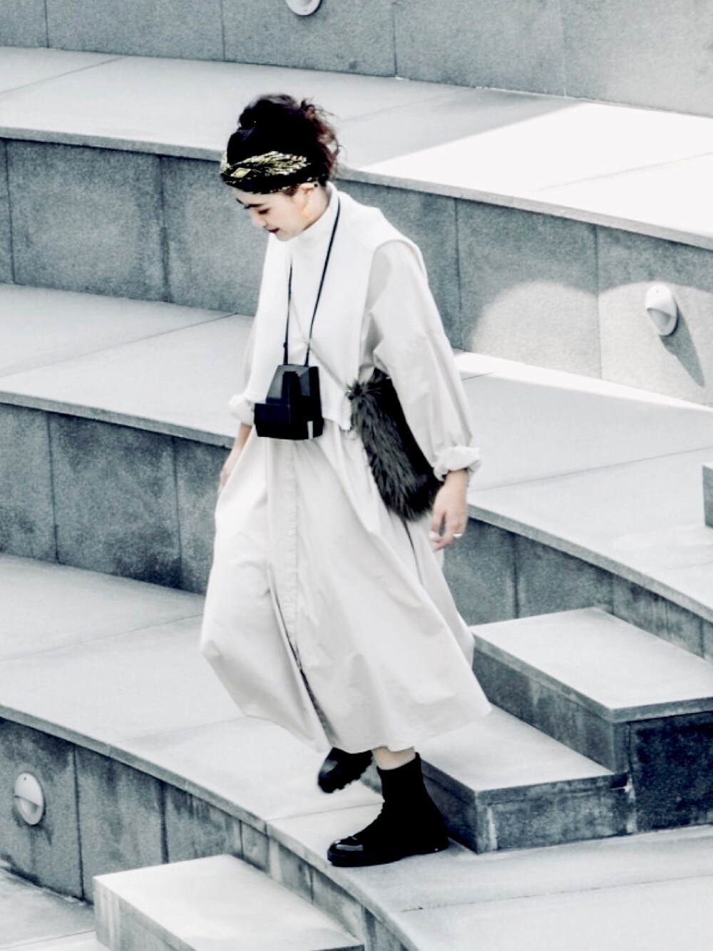 「ZARA、GU、niko and ...」｜「niko and...のアイテム（ヘアバンド、その他）」を使った、menghanさん（レディース・158cm）の春コーディネートの1枚目の写真