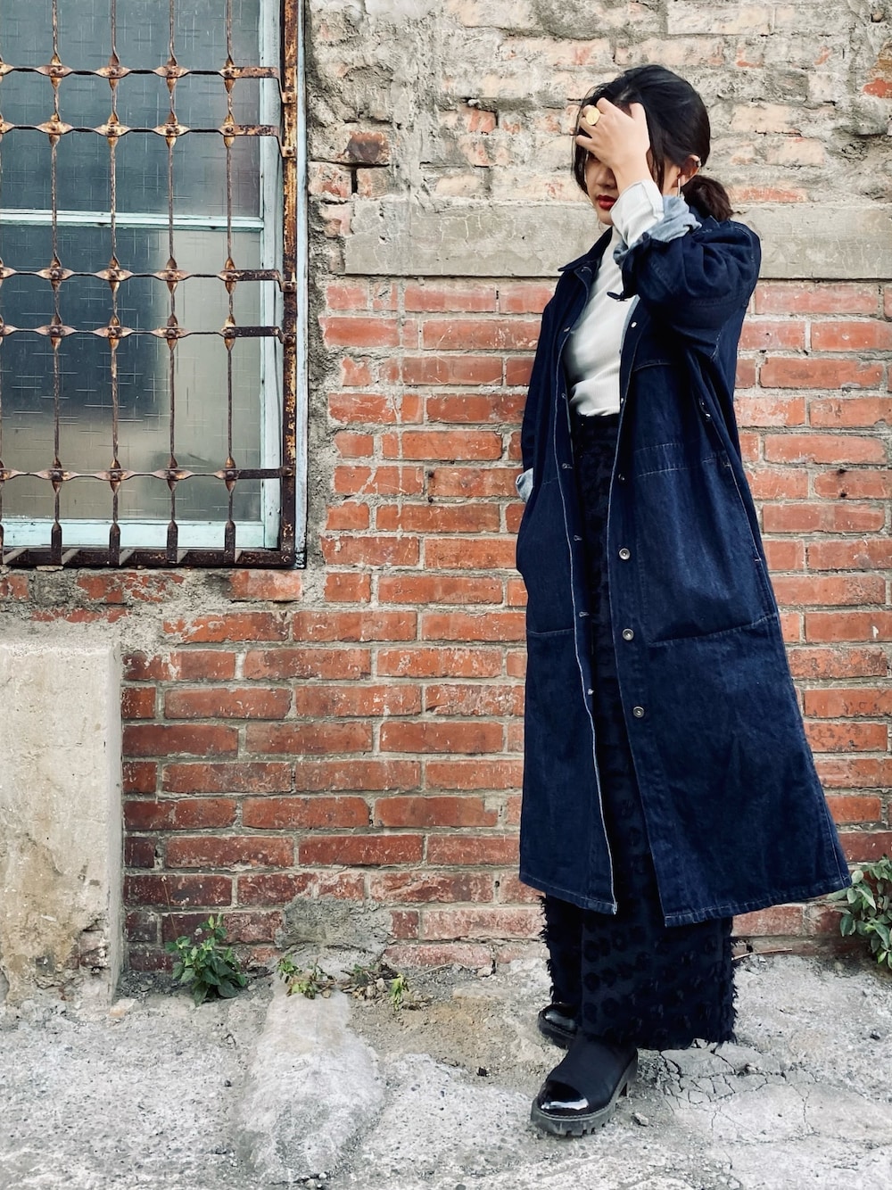 「UNIQLO U、UNIQLO、denim、ZARA、GU」｜「UNIQLOのアイテム（デニムジャケット、ブルー系）」を使った、menghanさん（レディース・158cm）の春コーディネートの1枚目の写真