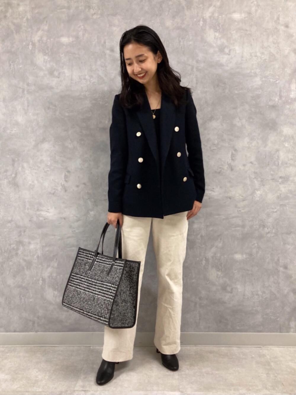 「ジャケット、ショートブーツ、ビジネス、ユナイテッドアローズ、Pants style、オデットエオディール、Boots styling、FEELANDTASTE、👟バッグ、キレイメカジュアル」｜「ODETTE E ODILEのアンクルフィット ショートブーツ75↓↑（ブーツ、ブラック系）」を使った、吉田　オデット エ オディール スタッフさん（レディース・156cm）の秋コーディネートの1枚目の写真