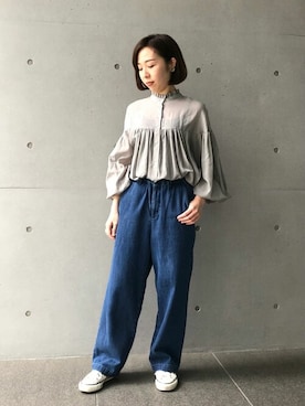 「ADIEU TRISTESSE（アデュートリステス）のアイテム（パンツ）」を使った、congespayesADIEUTRISTESSEさん（レディース・160cm）の夏コーディネート