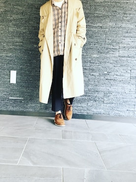 「kutir（クティール）のアイテム（トレンチコート）」を使った、Aoさん（メンズ・170cm）の春コーディネート