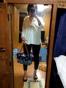「CHANEL（シャネル）のアイテム（ハンドバッグ、ブルー系）」を使った、めぐ姫さん（レディース・158cm）の秋コーディネート
