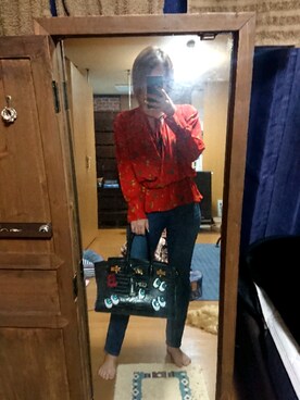 「MOUSSY（マウジー）のアイテム（トップス、オレンジ系）」を使った、めぐ姫さん（レディース・158cm）の秋コーディネート