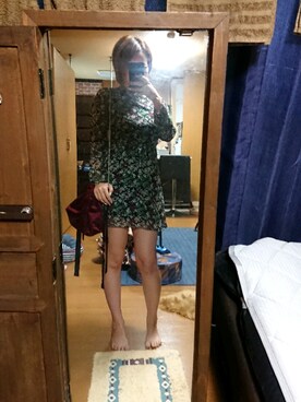 「ほぼ楽天のアイテム（トップス、ブルー系）」を使った、めぐ姫さん（レディース・158cm）の秋コーディネート