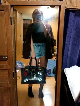 「H&M（エイチ・アンド・エム）のアイテム（テーラードジャケット、パープル系）」を使った、めぐ姫さん（レディース・158cm）の秋コーディネート