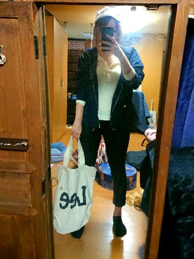 「アベイルのアイテム（キャップ、ホワイト系）」を使った、めぐ姫さん（レディース・158cm）の秋コーディネート
