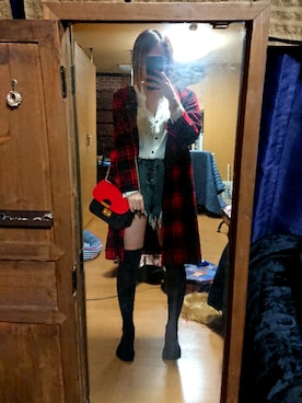 「ANAP（アナップ）のアイテム（ノーカラージャケット）」を使った、めぐ姫さん（レディース・158cm）の秋コーディネート