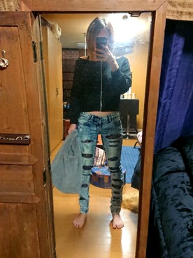 「ANAP（アナップ）のアイテム（トップス、ブラック系）」を使った、めぐ姫さん（レディース・158cm）の秋コーディネート