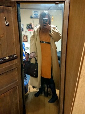 「sneep dlpのアイテム（スカート、ブラック系）」を使った、めぐ姫さん（レディース・158cm）の冬コーディネート