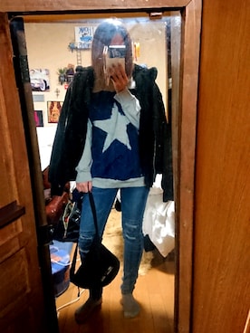 「ZARA（ザラ）のアイテム（ジャケット/アウター、ブラック系）」を使った、めぐ姫さん（レディース・158cm）の冬コーディネート