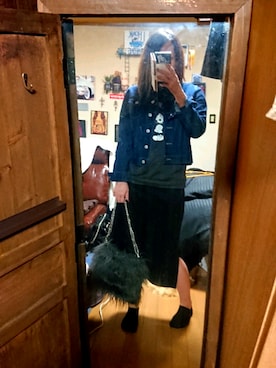 「GORGE（ゴージ）のアイテム（デニムジャケット、ブルー系）」を使った、めぐ姫さん（レディース・158cm）の春コーディネート