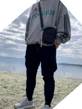 「Gosha Rubchinskiy（ゴーシャラブチンスキー）のアイテム（スウェット）」を使った、taiyoさん（メンズ・169cm）の冬コーディネート
