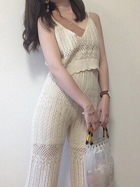 「Chico（チコ）のアイテム（バッグ、ホワイト系）」を使った、まなみんさん（レディース・161cm）の春コーディネート