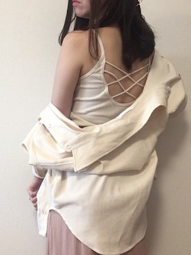 「Chico（チコ）のアイテム（キャミソール、ホワイト系）」を使った、まなみんさん（レディース・161cm）の春コーディネート