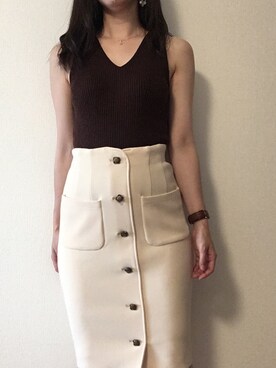 「LILY BROWN（リリーブラウン）のアイテム（スカート、ホワイト系）」を使った、まなみんさん（レディース・161cm）の春コーディネート