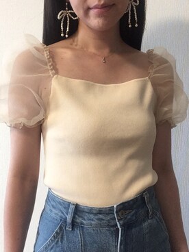 「Chico（チコ）のアイテム（Tシャツ/カットソー、ホワイト系）」を使った、まなみんさん（レディース・161cm）の春コーディネート