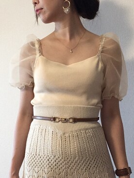 「Chico（チコ）のアイテム（ピアス（両耳用）、ホワイト系）」を使った、まなみんさん（レディース・161cm）の春コーディネート