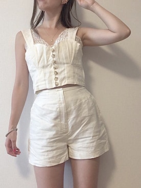 「Chico（チコ）のアイテム（その他パンツ、ホワイト系）」を使った、まなみんさん（レディース・161cm）の春コーディネート