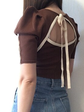 「SNIDEL（スナイデル）のアイテム（Tシャツ/カットソー、ブラウン系）」を使った、まなみんさん（レディース・161cm）の春コーディネート
