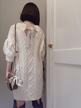 「Chico（チコ）のアイテム（ワンピース、ホワイト系）」を使った、まなみんさん（レディース・161cm）の春コーディネート