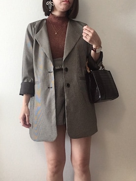 「Chico（チコ）のアイテム（テーラードジャケット、ブラウン系）」を使った、まなみんさん（レディース・161cm）の春コーディネート