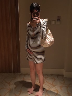 「epineのアイテム（ワンピース、ブルー系）」を使った、まなみんさん（レディース・161cm）の春コーディネート