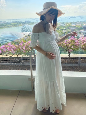 「LILY BROWN（リリーブラウン）のアイテム（ワンピース、ホワイト系）」を使った、まなみんさん（レディース・161cm）の春コーディネート