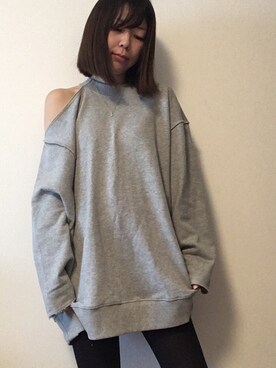 「Chico（チコ）のアイテム（スウェット、グレー系）」を使った、まなみんさん（レディース・161cm）の春コーディネート