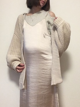 「Chico（チコ）のアイテム（ワンピース、ゴールド系）」を使った、まなみんさん（レディース・161cm）の春コーディネート