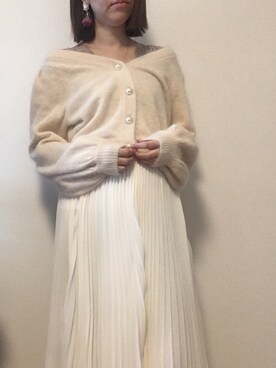 「Chico（チコ）のアイテム（カーディガン/ボレロ、ホワイト系）」を使った、まなみんさん（レディース・161cm）の春コーディネート