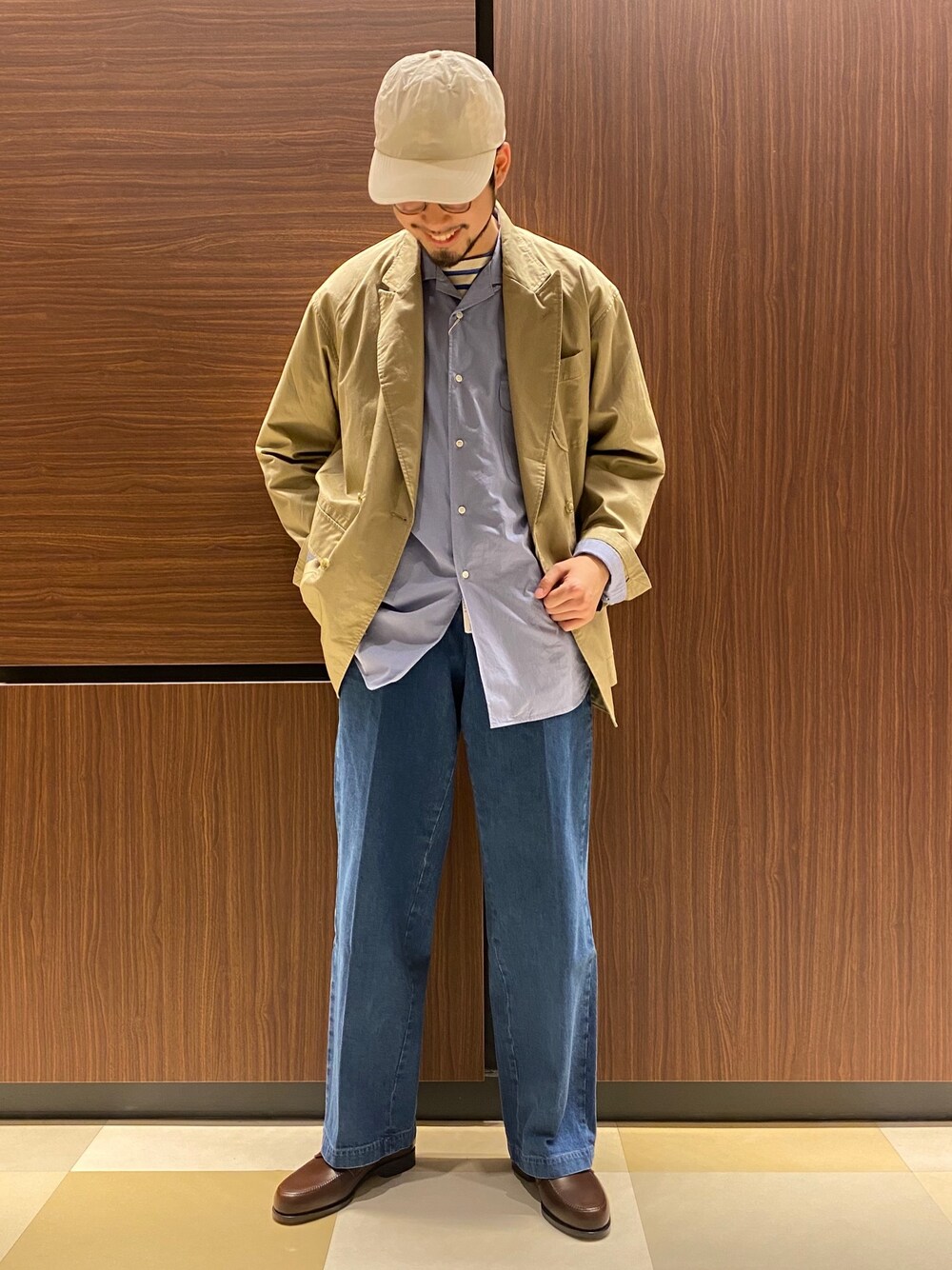 「KIJIMA TAKAYUKI、holk、ENGINEERED GARMENTS、BARENA、F.lli Giacometti」｜「holkのアイテム（シャツ/ブラウス、ブルー系）」を使った、imutaさん（メンズ・178cm）の春コーディネートの1枚目の写真