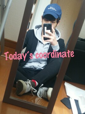 「CONVERSE（コンバース）のconverse コンバース ALL STAR HI オールスター ハイ 3206 BLACK(US)（スニーカー）」を使った、ハスキーさん（メンズ・172cm・20代）の春コーディネート