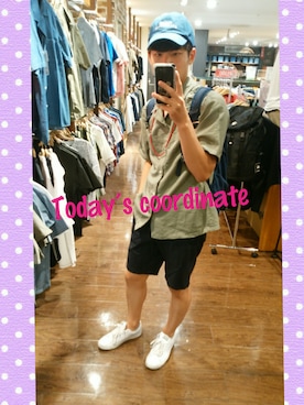 「BEN DAVIS（ベンデイビス）のアイテム（バックパック/リュック）」を使った、ハスキーさん（メンズ・172cm）の夏コーディネート