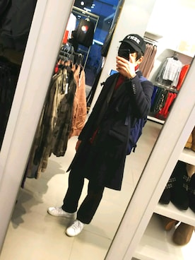 「Right-on（ライトオン）のアイテム（キャップ）」を使った、ハスキーさん（メンズ・172cm）の冬コーディネート