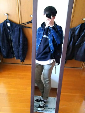 「Right-on（ライトオン）のアイテム（チノパンツ）」を使った、ハスキーさん（メンズ・172cm）の冬コーディネート