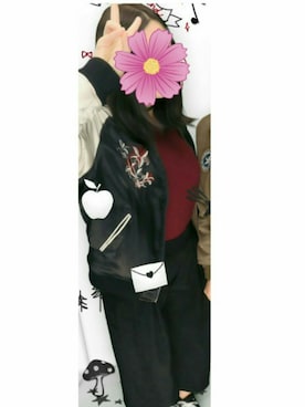 「しまむら（シマムラ）のアイテム（スタジャン）」を使った、いぬいです。さん（レディース・165cm）の冬コーディネート