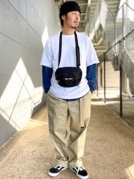 「BEN DAVIS（ベンデイビス）のアイテム（バッグ）」を使った、かねちさん（メンズ・169cm）の夏コーディネート
