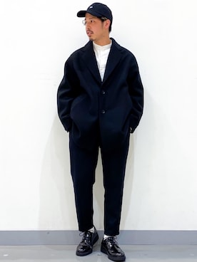 「PLUS ONE（プラスワン）のアイテム（パンツ）」を使った、かねちさん（メンズ・169cm）の冬コーディネート