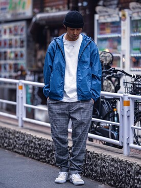 「PLUS ONE（プラスワン）のアイテム（パンツ）」を使った、かねちさん（メンズ・169cm）の冬コーディネート