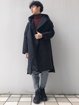 「フードコート」｜「アイテム（ダッフルコート）」を使った、な〜ささん（メンズ・170cm）の秋コーディネート