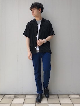 「レーヨンシャツ」｜「アイテム（その他）」を使った、な〜ささん（メンズ・170cm）の春コーディネート