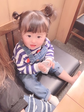 「1歳半」｜「アイテム（オールインワン・サロペット）」を使った、のんちゃんさん（キッズ・80cm）の冬コーディネート